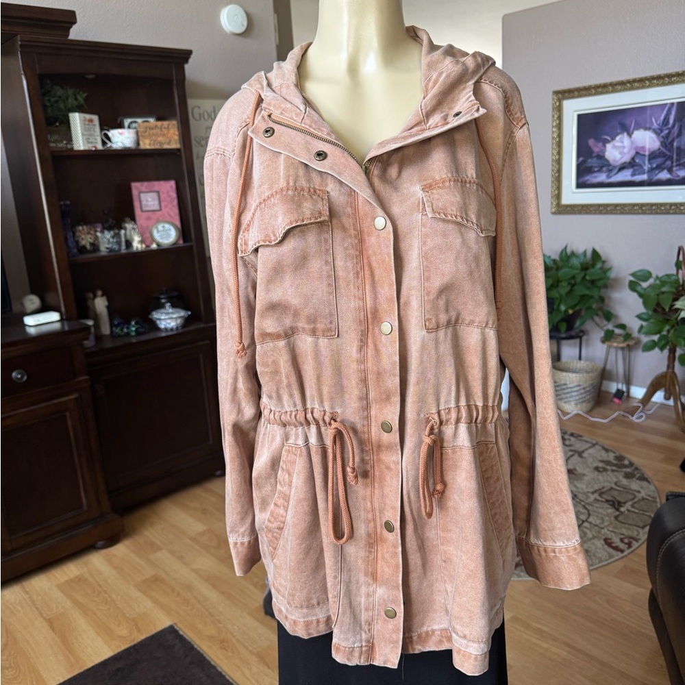 Women's Orange-Rust Hooded Jacket